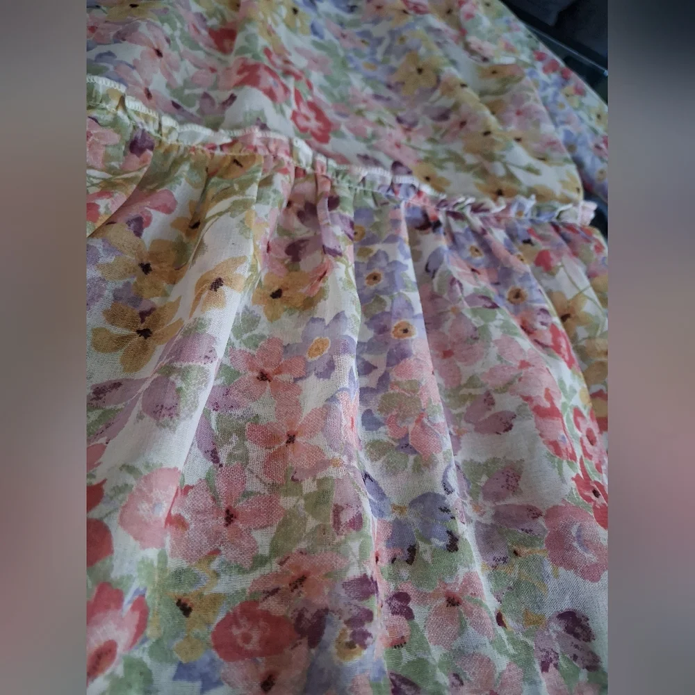 Floral BoHo Bell Sleeve Blouse Multi Color - Picture 2 of 5